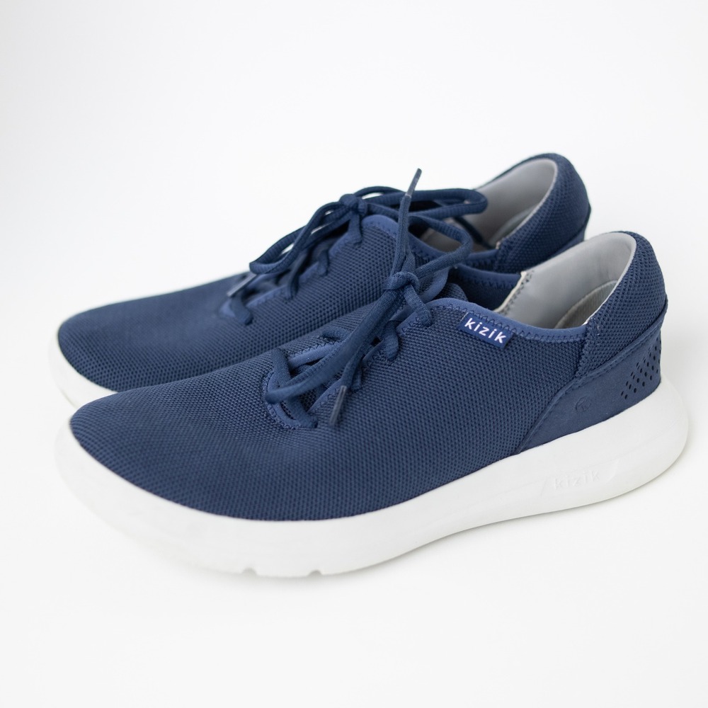 Kizik Madrid Eco Knit Sneakers Womens 8.5 Mens 7 Navy Blue Hands Free Slip On